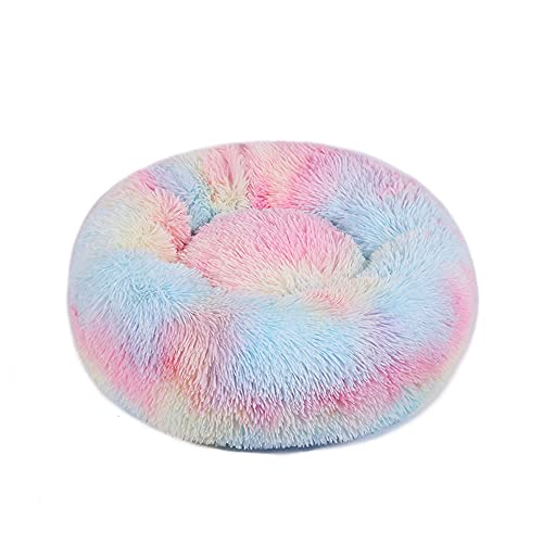 Chickw1 Rund Hundebett für Hunde und Katzen, Warm Weich Katzenbett Donut Plüsches Bett, Waschbar rutschfest Base Haustierbett für Kleine, Mittelgroße und Große Hunde (Mehrfarbig,110CM) von Chickwing