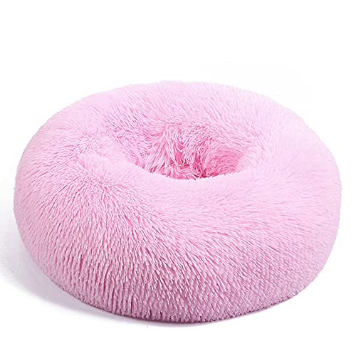 Chickw1 Rund Hundebett für Hunde und Katzen, Warm Weich Katzenbett Donut Plüsches Bett, Waschbar rutschfest Base Haustierbett für Kleine, Mittelgroße und Große Hunde (Rosa,100CM) von Chickwing