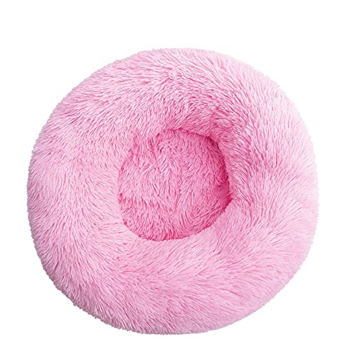 Chickw1 Rund Hundebett für Hunde und Katzen, Warm Weich Katzenbett Donut Plüsches Bett, Waschbar rutschfest Base Haustierbett für Kleine, Mittelgroße und Große Hunde (Rosa,100CM) von Chickwing