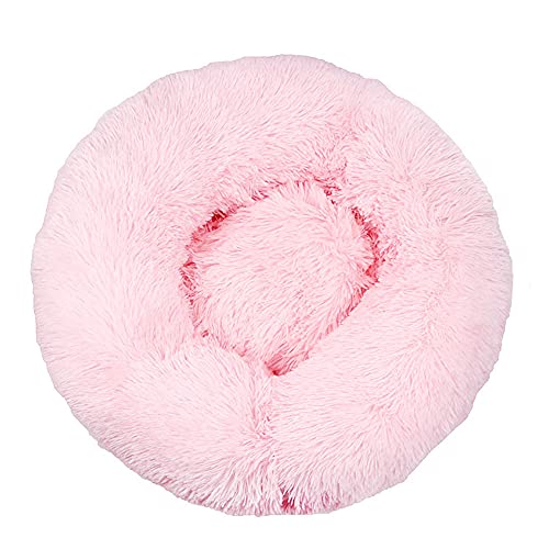 Chickw1 Rund Hundebett für Hunde und Katzen, Warm Weich Katzenbett Donut Plüsches Bett, Waschbar rutschfest Base Haustierbett für Kleine, Mittelgroße und Große Hunde (Rosa,120CM) von Chickwing