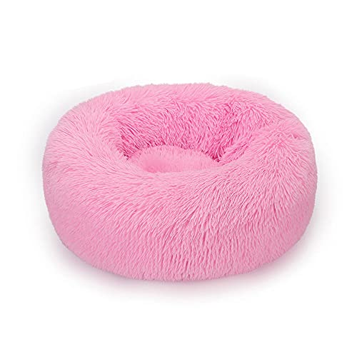 Chickw1 Rund Hundebett für Hunde und Katzen, Warm Weich Katzenbett Donut Plüsches Bett, Waschbar rutschfest Base Haustierbett für Kleine, Mittelgroße und Große Hunde (Rosa,70CM) von Chickwing