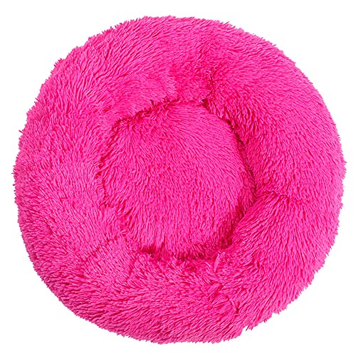 Chickw1 Rund Hundebett für Hunde und Katzen, Warm Weich Katzenbett Donut Plüsches Bett, Waschbar rutschfest Base Haustierbett für Kleine, Mittelgroße und Große Hunde (Rosa 1,70CM) von Chickwing