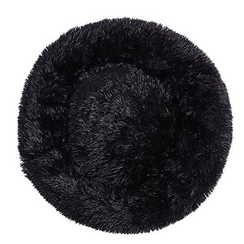 Chickw1 Rund Hundebett für Hunde und Katzen, Warm Weich Katzenbett Donut Plüsches Bett, Waschbar rutschfest Base Haustierbett für Kleine, Mittelgroße und Große Hunde (Schwarz,120CM) von Chickwing