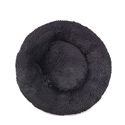 Chickw1 Rund Hundebett für Hunde und Katzen, Warm Weich Katzenbett Donut Plüsches Bett, Waschbar rutschfest Base Haustierbett für Kleine, Mittelgroße und Große Hunde (Schwarz,70CM) von Chickwing