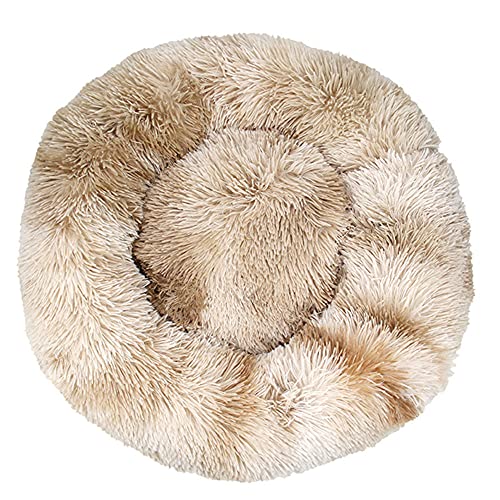 Chickw1 Rund Hundebett für Hunde und Katzen, Warm Weich Katzenbett Donut Plüsches Bett, Waschbar rutschfest Base Haustierbett für Kleine, Mittelgroße und Große Hunde (Tie-Dye Braun,120CM) von Chickwing