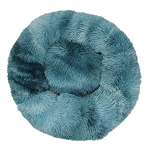 Chickw1 Rund Hundebett für Hunde und Katzen, Warm Weich Katzenbett Donut Plüsches Bett, Waschbar rutschfest Base Haustierbett für Kleine, Mittelgroße und Große Hunde (Tie-Dye Dunst blau,120CM) von Chickwing