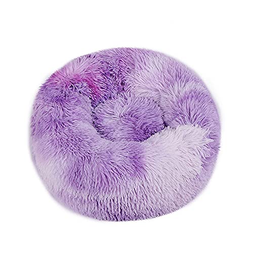 Chickw1 Rund Hundebett für Hunde und Katzen, Warm Weich Katzenbett Donut Plüsches Bett, Waschbar rutschfest Base Haustierbett für Kleine, Mittelgroße und Große Hunde (Tie-Dye Lila,40CM) von Chickwing