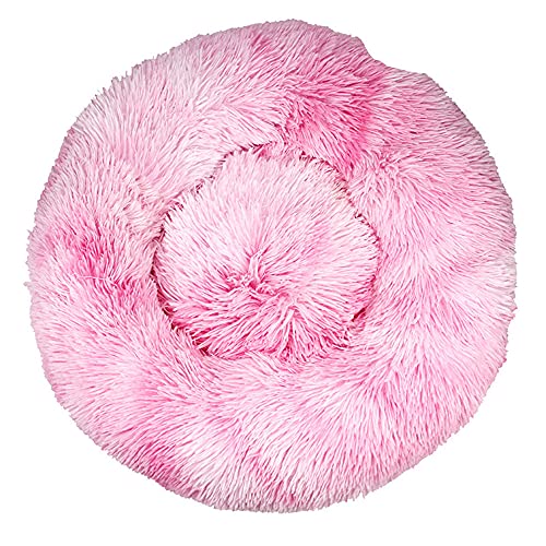 Chickw1 Rund Hundebett für Hunde und Katzen, Warm Weich Katzenbett Donut Plüsches Bett, Waschbar rutschfest Base Haustierbett für Kleine, Mittelgroße und Große Hunde (Tie-Dye-Pulver,100CM) von Chickwing