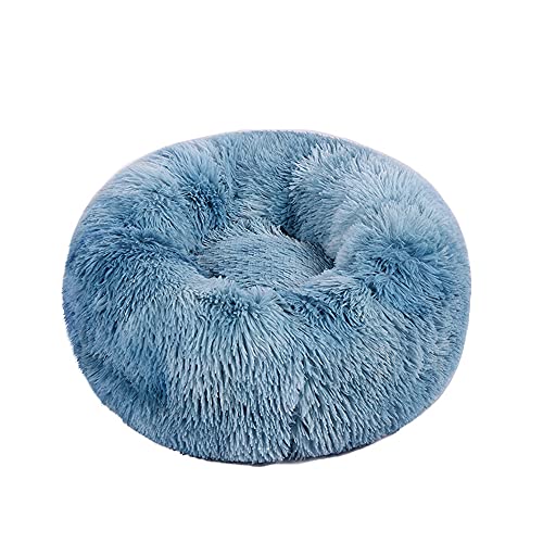 Chickw1 Rund Hundebett für Hunde und Katzen, Warm Weich Katzenbett Donut Plüsches Bett, Waschbar rutschfest Base Haustierbett für Kleine, Mittelgroße und Große Hunde (Tie-Dye dunkelblau,110CM) von Chickwing