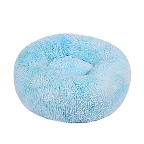 Chickw1 Rund Hundebett für Hunde und Katzen, Warm Weich Katzenbett Donut Plüsches Bett, Waschbar rutschfest Base Haustierbett für Kleine, Mittelgroße und Große Hunde (Tie-Dye hellblau,70CM) von Chickwing