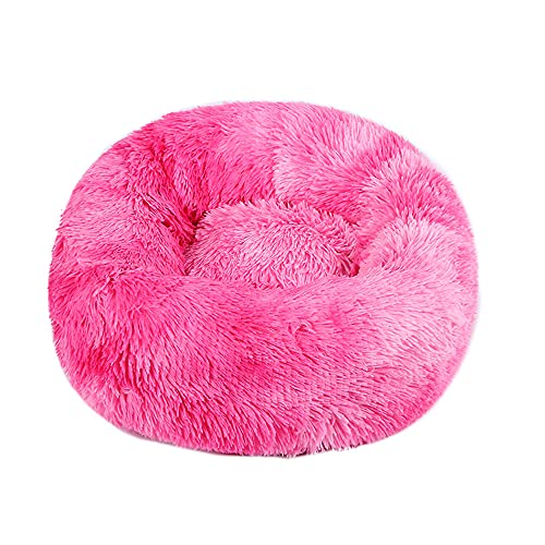 Chickw1 Rund Hundebett für Hunde und Katzen, Warm Weich Katzenbett Donut Plüsches Bett, Waschbar rutschfest Base Haustierbett für Kleine, Mittelgroße und Große Hunde (Tie-Dye rosarot,110CM) von Chickwing