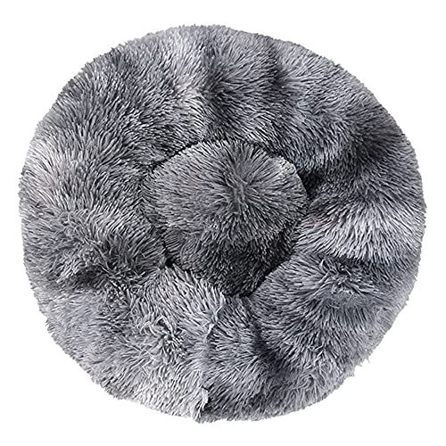 Chickw1 Rund Hundebett für Hunde und Katzen, Warm Weich Katzenbett Donut Plüsches Bett, Waschbar rutschfest Base Haustierbett für Kleine, Mittelgroße und Große Hunde (Tie-Dyedunkelgrau,110CM) von Chickwing