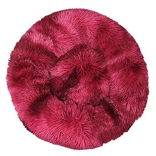 Chickw1 Rund Hundebett für Hunde und Katzen, Warm Weich Katzenbett Donut Plüsches Bett, Waschbar rutschfest Base Haustierbett für Kleine, Mittelgroße und Große Hunde (Tie-Dyeweinrot,110CM) von Chickwing