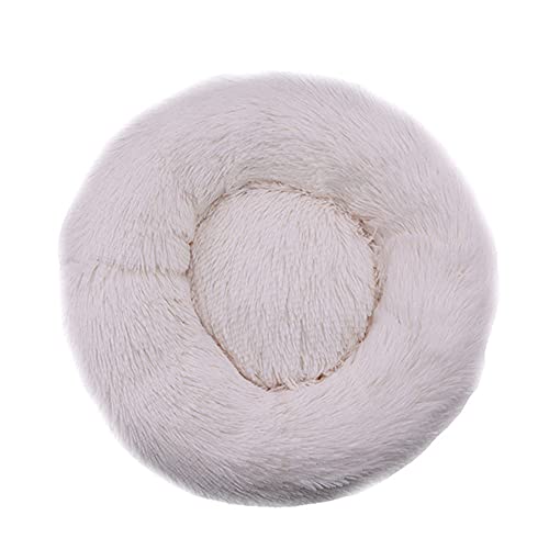 Chickw1 Rund Hundebett für Hunde und Katzen, Warm Weich Katzenbett Donut Plüsches Bett, Waschbar rutschfest Base Haustierbett für Kleine, Mittelgroße und Große Hunde (Weiß,100CM) von Chickwing