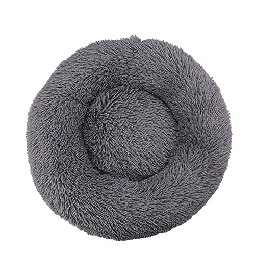 Chickw1 Rund Hundebett für Hunde und Katzen, Warm Weich Katzenbett Donut Plüsches Bett, Waschbar rutschfest Base Haustierbett für Kleine, Mittelgroße und Große Hunde (grau,110CM) von Chickwing