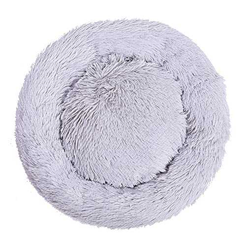 Chickw1 Rund Hundebett für Hunde und Katzen, Warm Weich Katzenbett Donut Plüsches Bett, Waschbar rutschfest Base Haustierbett für Kleine, Mittelgroße und Große Hunde (hellgrau,120CM) von Chickwing