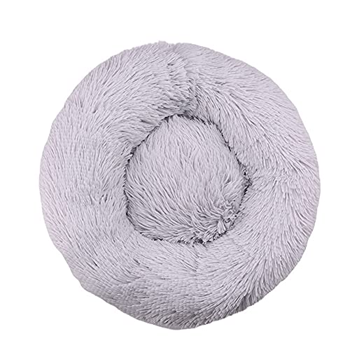 Chickw1 Rund Hundebett für Hunde und Katzen, Warm Weich Katzenbett Donut Plüsches Bett, Waschbar rutschfest Base Haustierbett für Kleine, Mittelgroße und Große Hunde (hellgrau,90CM) von Chickwing