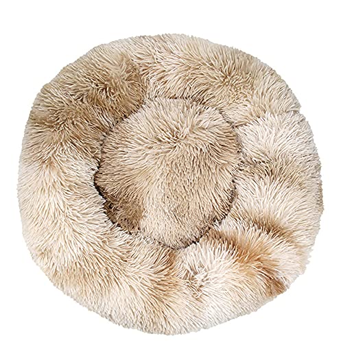 Chickwin Rund Hundebett für Hunde und Katzen, Warm Weich Katzenbett Donut Plüsches Bett, Waschbar rutschfest Base Haustierbett für Kleine, Mittelgroße und Große Hunde (Batik Khaki,110CM) von Chickwing