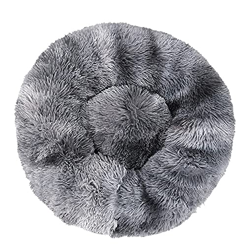 Chickwin Rund Hundebett für Hunde und Katzen, Warm Weich Katzenbett Donut Plüsches Bett, Waschbar rutschfest Base Haustierbett für Kleine, Mittelgroße und Große Hunde (Batik dunkelgrau,80CM) von Chickwing