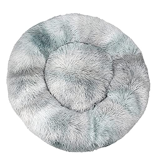 Chickwin Rund Hundebett für Hunde und Katzen, Warm Weich Katzenbett Donut Plüsches Bett, Waschbar rutschfest Base Haustierbett für Kleine, Mittelgroße und Große Hunde (Batik hellgrau,110CM) von Chickwing