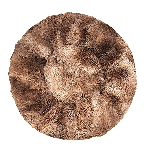 Chickwin Rund Hundebett für Hunde und Katzen, Warm Weich Katzenbett Donut Plüsches Bett, Waschbar rutschfest Base Haustierbett für Kleine, Mittelgroße und Große Hunde (Tie-Dye Braun,110CM) von Chickwing