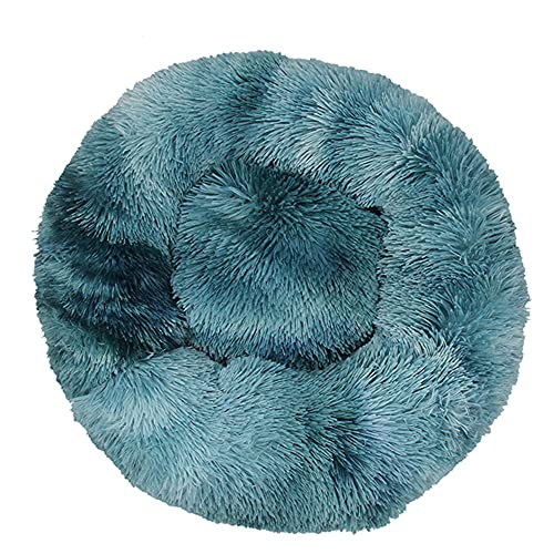 Chickwin Rund Hundebett für Hunde und Katzen, Warm Weich Katzenbett Donut Plüsches Bett, Waschbar rutschfest Base Haustierbett für Kleine, Mittelgroße und Große Hunde (Tie-Dye Dunst blau,120CM) von Chickwing