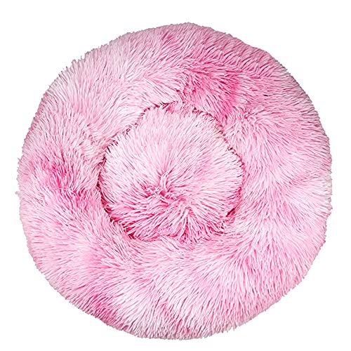 Chickwin Rund Hundebett für Hunde und Katzen, Warm Weich Katzenbett Donut Plüsches Bett, Waschbar rutschfest Base Haustierbett für Kleine, Mittelgroße und Große Hunde (Tie-Dye Pink,120CM) von Chickwing