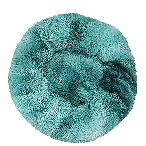 Chickwin Rund Hundebett für Hunde und Katzen, Warm Weich Katzenbett Donut Plüsches Bett, Waschbar rutschfest Base Haustierbett für Kleine, Mittelgroße und Große Hunde (Tie-Dye Seeblau,110CM) von Chickwing