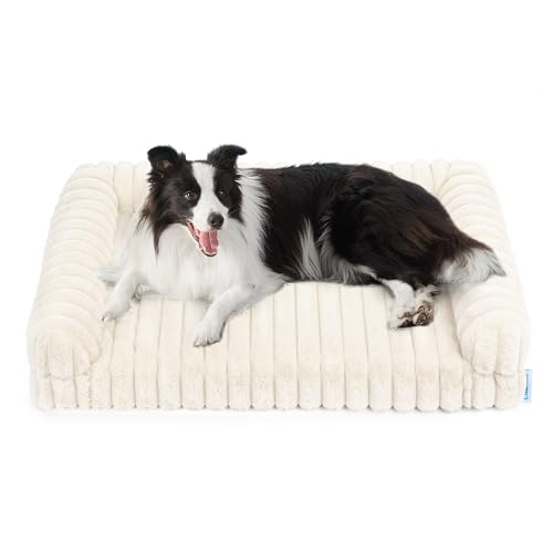 Chicute Wasserdichtes orthopädisches großes Hundesofa, Eierschaum-stützendes Hundebett mit waschbarem Bezug, Cord-Fleece, superweiches Haustierbett, Möbel für drinnen (Beige) von Chicute