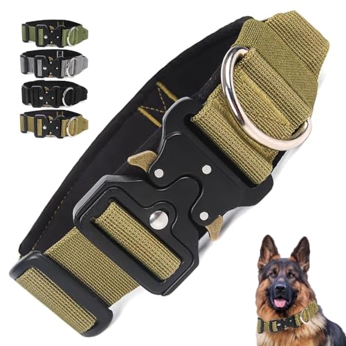 Taktisches Hundehalsband, verstellbares Nylon-Verschlussband-Design für mittelgroße bis große Hunde oder militärisches Hundetraining – Schnellverschluss-Schnalle aus Legierung (Braun, L (46–55,1 cm) von ChildePet