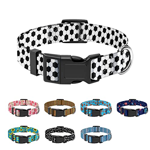 Chinbersky Hundehalsband, einstellbare weiche Nylon Klassische Haustierhalsband mit Fußball Druckmuster personalisiertes Design für Welpen kleine Hunde, XS von Chinbersky