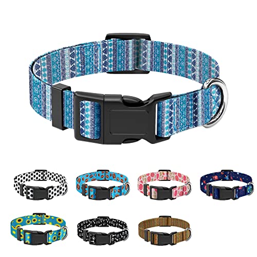 Chinbersky Hundehalsband, einstellbare weiche Nylon Klassische Haustierhalsband mit böhmischen blauen Print-Muster personalisiertes Design für Welpen kleine Hunde, XS von chinbersky