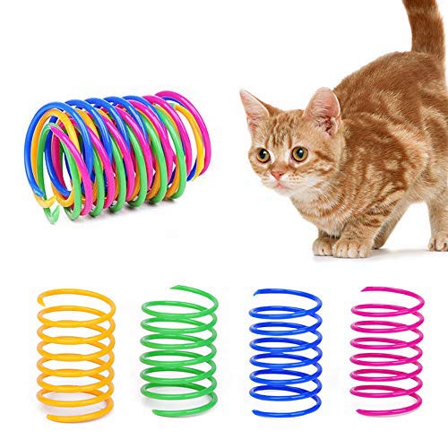 Chingde Spirale Katze, 48 Stück Bunte Spirale Spielzeug Kunststoff Spiralfedern Katzenspielzeug Set Katze Spring Spirale für Katze Kätzchen Haustiere Neuheit Geschenk von Chingde