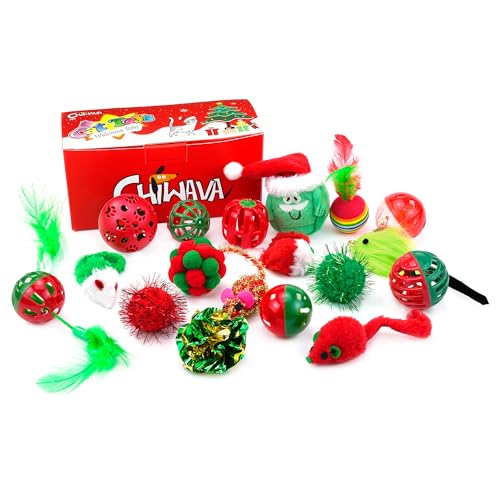 Chiwava 17er Pack Weihnachts katzenspielzeug Geschenk Tasche Set Verschiedene Spielzeuge Variety Pack Kätzchen Interaktives Spiel von Chiwava