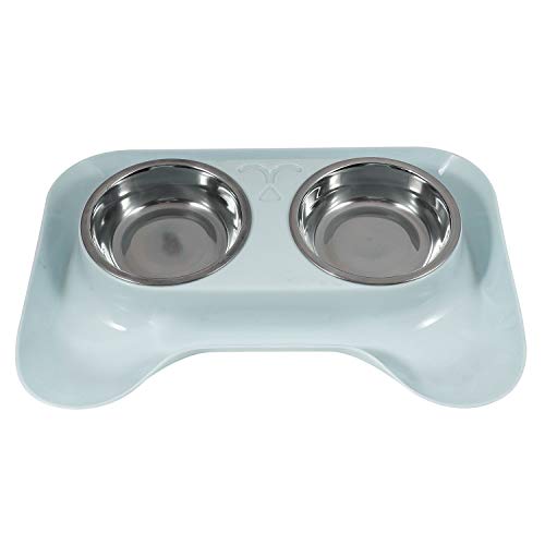 Chnegral Doppel Hundenapf Universal Pet Feeder Teddy Futternapf Edelstahl Wassernapf Blau von Chnegral