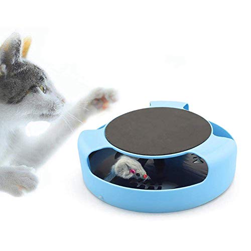 Chnegral Spielzeug mit interaktiver Maus, Fangen Sie die Maus, Katzenspielzeug mit Kratzunterlage (blau) von Chnegral