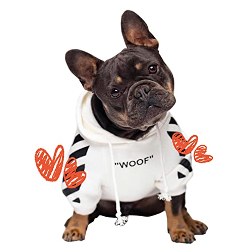 ChoChoCho Stylischer Hunde-Kapuzenpullover, Hundebekleidung, Streetwear, Baumwolle, Sweatshirt, modisches Outfit für Hunde, Katzen, Welpen, klein, mittel, groß (5XL, weiß) von ChoChoCho