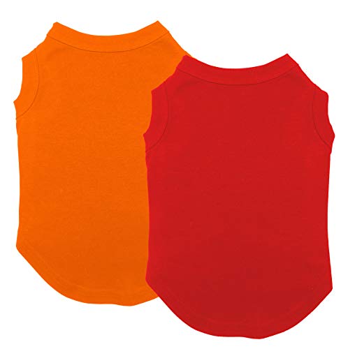 Chol&Vivi Hunde-T-Shirt, einfarbig, 2 Stück, Leere Hunde-Shirts, Kleidung für XS, M, L, XL, Welpen, Größe 3XL, Rot und Orange von Chol&Vivi