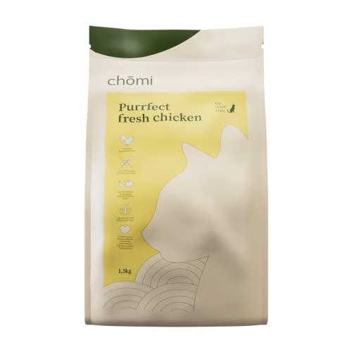 Chōmi Katzenfutter | Trockenfutter mit frischem Huhn | 1,5 KG Katzenfutter | Trocken für Katzen | Gesund für Fell und Darm | Getreidefrei mit zusätzlichen Vitaminen und Mineralien von Chomi