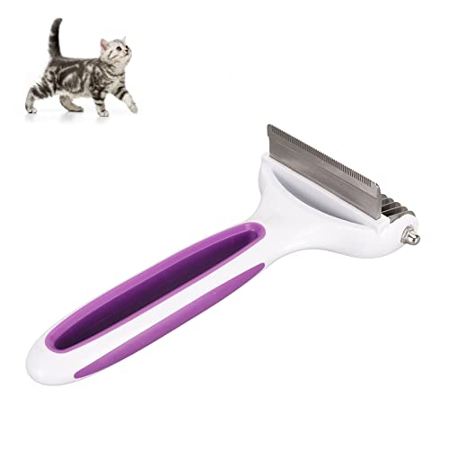 Chrees Pet Deshedding Brush 2 in 1 Deshedding Tool und Dematting Undercoat Rake Comb Zum Entfernen von Knoten Pet Brush für Katzen und Hunde (Lila) von Chrees