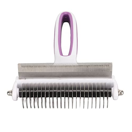 Chrees Pet Deshedding Brush 2 in 1 Deshedding Tool und Dematting Undercoat Rake Comb Zum Entfernen von Knoten Pet Brush Katzen und Hunde (Lila) von Chrees