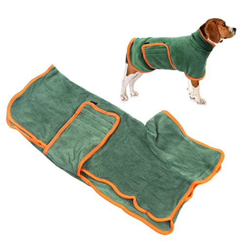 Hunde-Trockenmantel, schnell trocknend, Wasseraufnahme, hält warm, Haustier-Bademantel für Welpen, große Hunde (grün) von Chrees