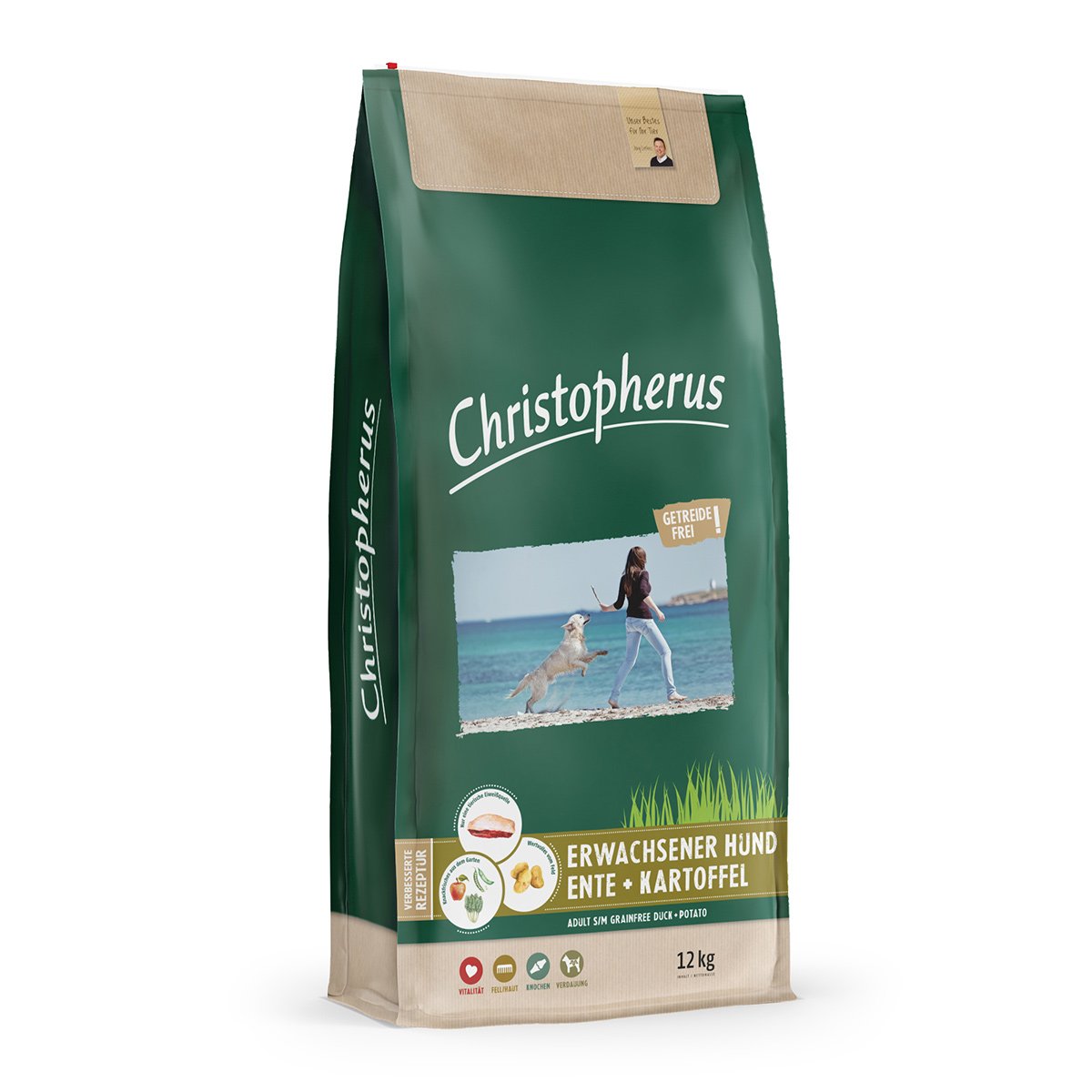 Christopherus Getreidefrei mit Ente + Kartoffel, erwachsener Hund 2x12kg von Christopherus