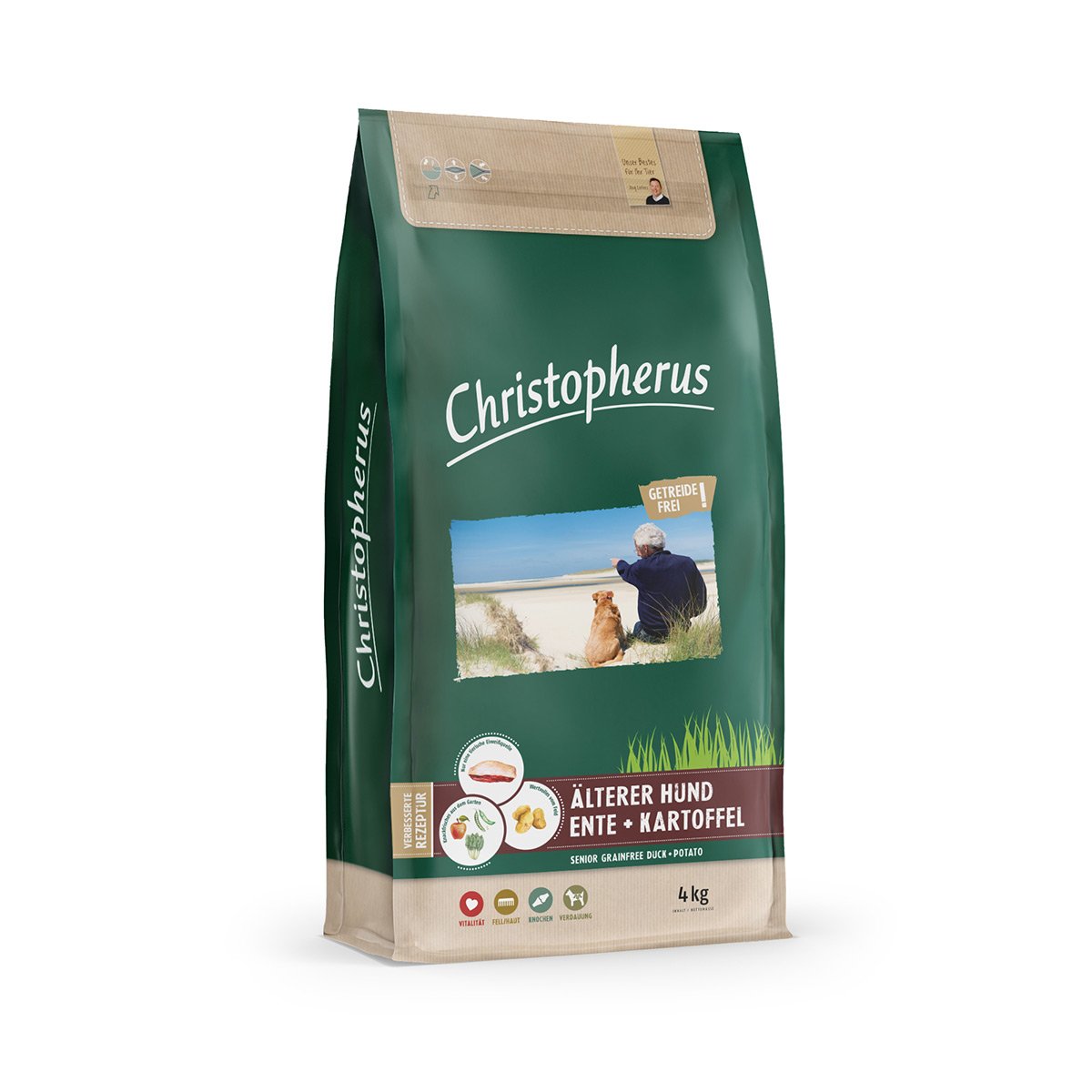 Christopherus Hundefutter Getreidefrei Ente + Kartoffel Senior 4kg von Christopherus