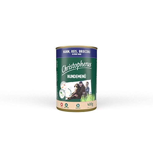 Christopherus Hundemenü Senior, Mit Huhn, Reis, Broccoli, Vollnahrung für ältere Hunde, Nassfutter, 6 x 400 g von Christopherus