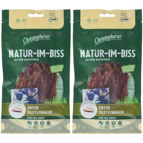 Christopherus Kausticks für Hunde, Entenfiletstreifen, Warmluftgetrocknet, Natur-Im-Biss, 70 g (Packung mit 2) von Christopherus