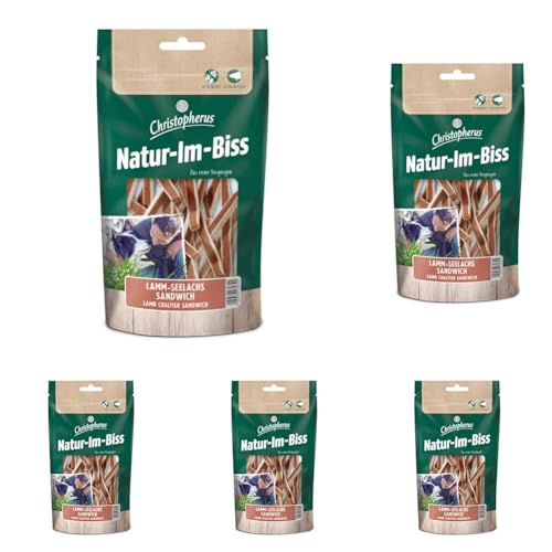 Christopherus Kausticks für Hunde, Lamm-Seelachs-Sandwich, Warmluftgetrocknet, Natur-Im-Biss, 70 g (Packung mit 5) von Christopherus