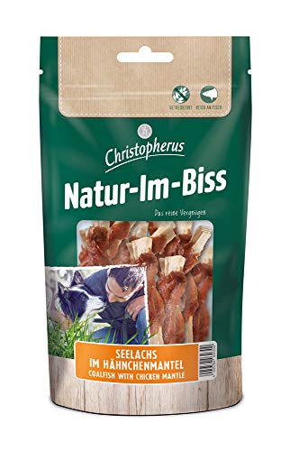 Christopherus Kausticks für Hunde, Seelachs im Hähnchenmantel, Warmluftgetrocknet, Natur-Im-Biss, 70 g von Christopherus