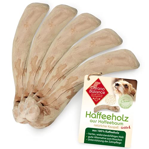 ChronoBalance® Kaffeeholz L (5er Paket) Kauknochen für Hunde: Hundespielzeug aus Holz - Robustes Kauspielzeug, Kaustab Kaustange natürliche Zahnpflege, Leckerli Spielzeug Stressabbau Mundgeruch von ChronoBalance