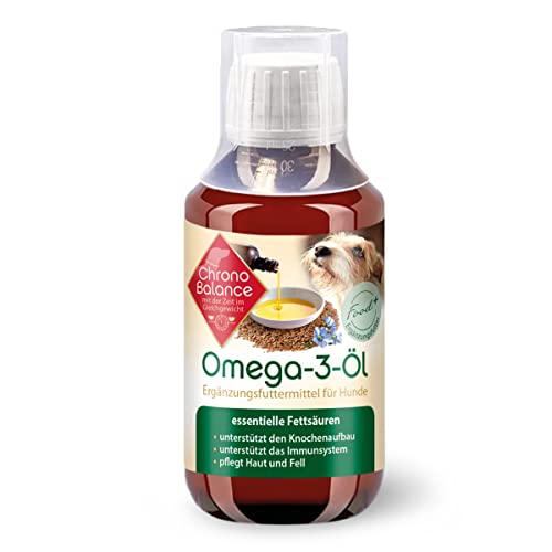 ChronoBalance® Omega-3-Öl für Hunde Lein-Lachsöl Mischung in Lebensmittelqualität natürliche Nahrungsergänzung pflegt Haut und Fell und unterstützt das Immunsystem mit Dosierdeckel (100ml) von ChronoBalance